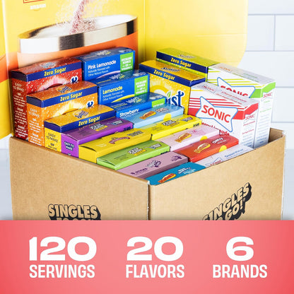 Singles To Go! 120ct Variety Pack - 20 Flavors Sugar Free Drink Mix Packets