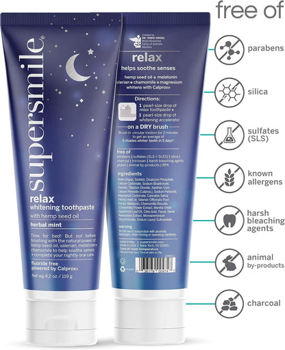 Supersmile Relax Calming Herbal Mint Whitening Toothpaste, 4.2 Oz