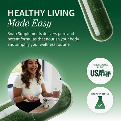 Snap Supplements USDA Organic Spirulina and Chlorella, 120 Vegan Capsules | Certified Organic Protein Rich Blue Green Algae Superfood Supplement for Energy and Immune Support, Non-GMO 30 Day-Supply
