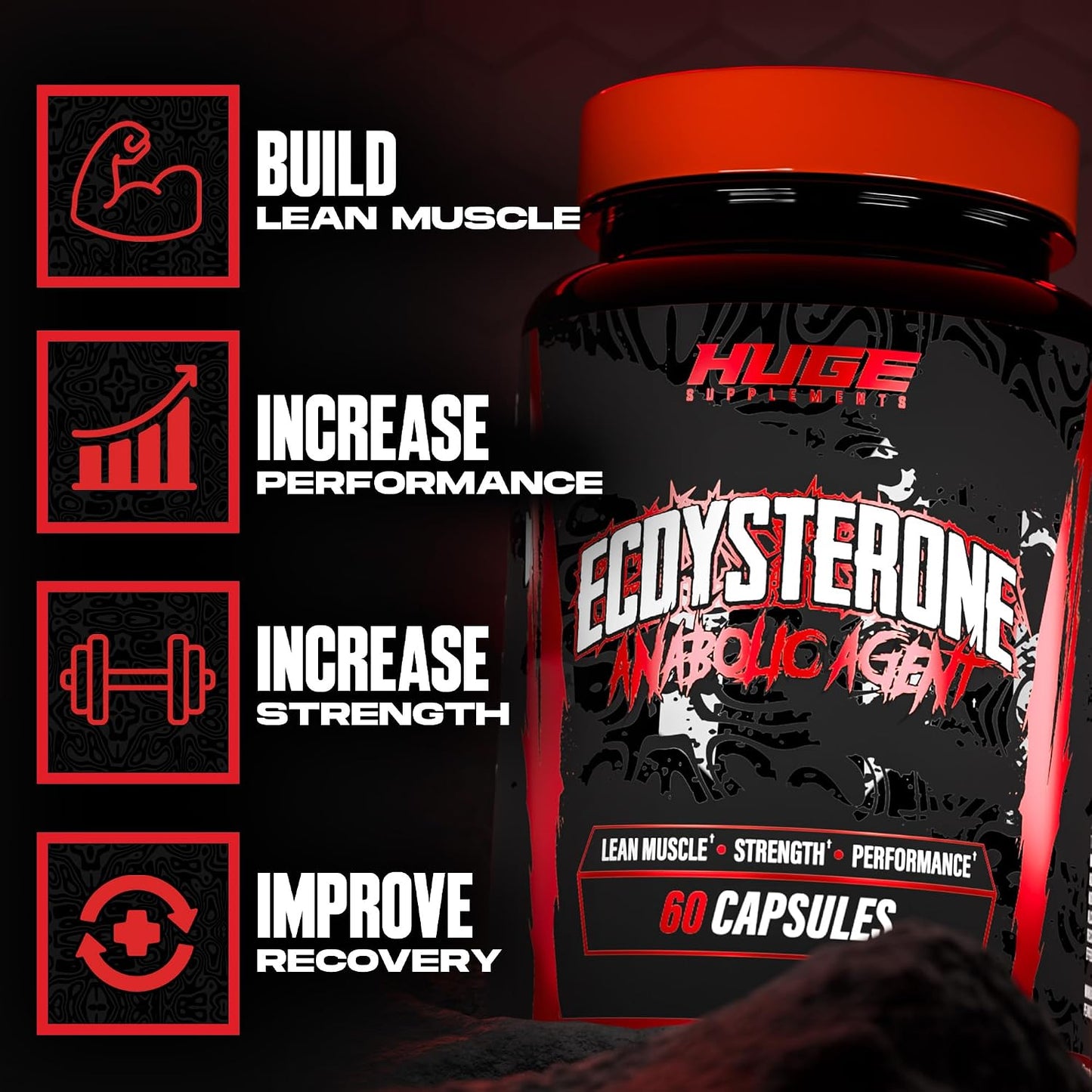 Huge Supplements Ecdysterone Supplement, Natural Muscle Builder for Men, 1000mg Beta Ecdysterone Per Serving, Optimally Dosed, Superior Absorption, 98% Highest Purity Available