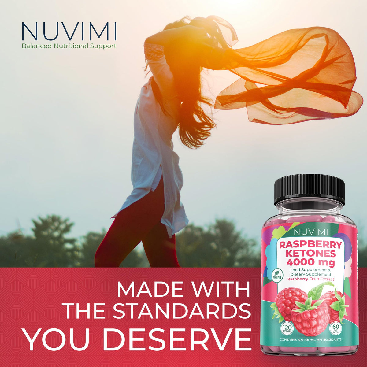 NUVIMI Raspberry Ketones 4000 mg Natural Dietary Food Supplement to Support Healthy