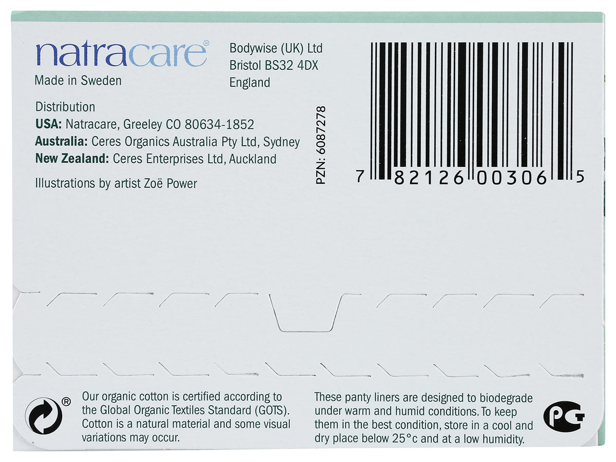 Natracare Natural Organic Curved Panty Liners, with Certified Organic Cotton, Ecologically Certified