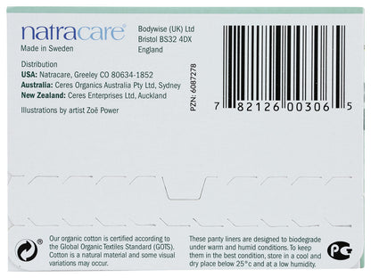 Natracare Natural Organic Curved Panty Liners, with Certified Organic Cotton, Ecologically Certified