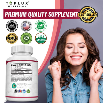 Organic Beet Root Powder Tablets - 2040mg Natural Nitric Oxide Beets to Support, Energy