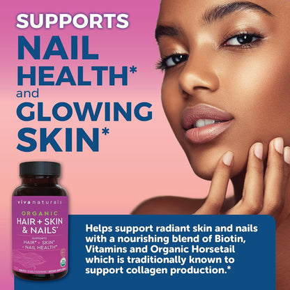 Biotin 5000 mcg Hair Skin Nails Vitamins for Women – Organic and Vegetarian-Friendly Supplement with Vitamin E, B-Vitamins, Spirulina, Horsetail and Superfood Blend to help Produce Keratin –120 Count