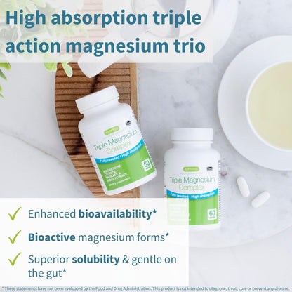 Triple Magnesium Complex + Super B12-Complex Energy Bundle, High Absorption Chelated Glycinate, Taurate & Citrate Magnesium + High Absorption Sublingual B12, Vegan, by Igennus