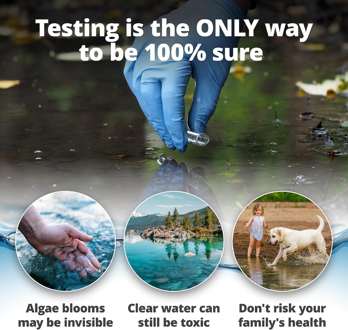 5Strands Blue Green Algae Test Kit, ﻿At Home Lake & Pond Water Testing, Water Safety Test, Collect Results In 15 Minutes