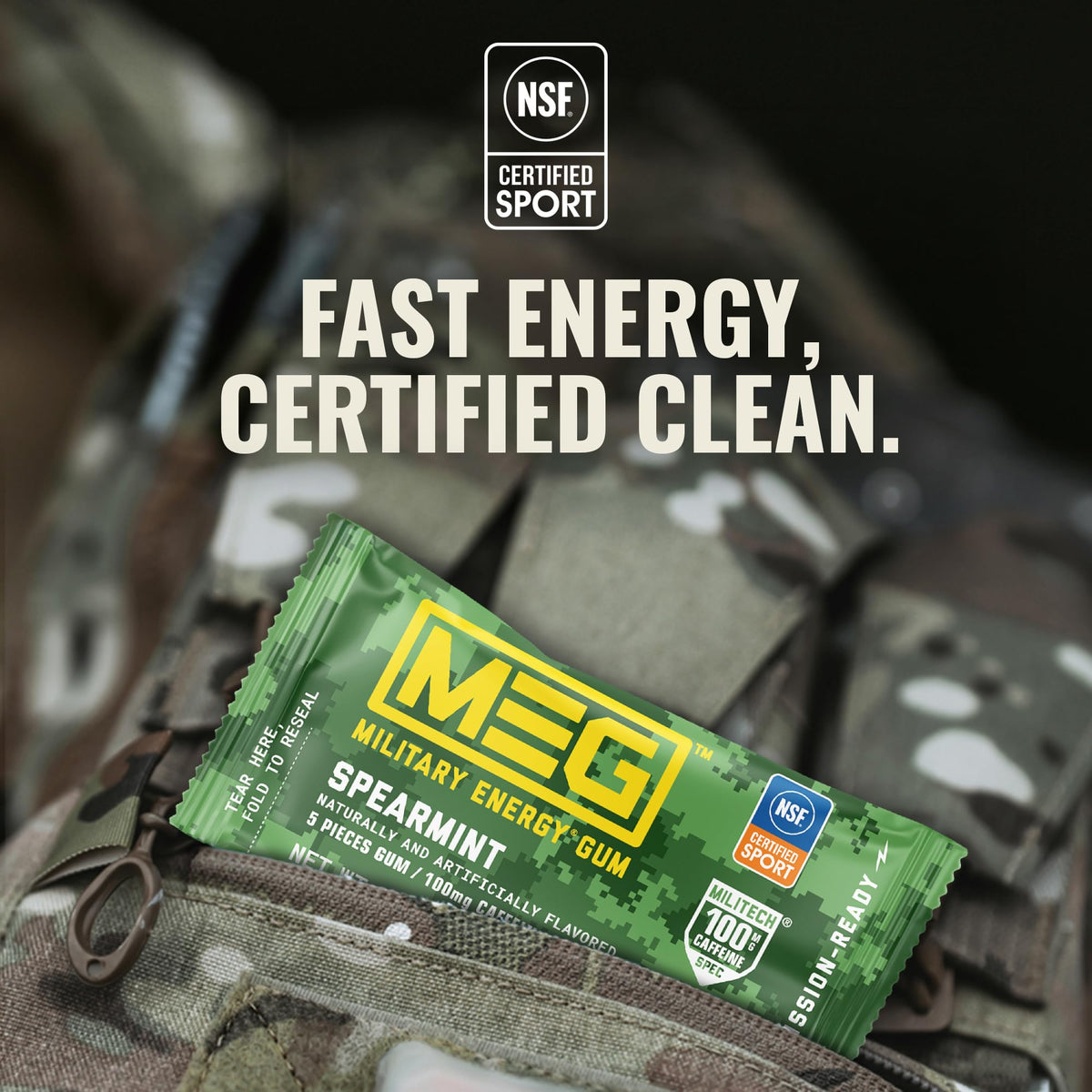 MEG Military Energy Gum, Multi Flavors | Caffeine Gum - Pack of 3, 15 Count