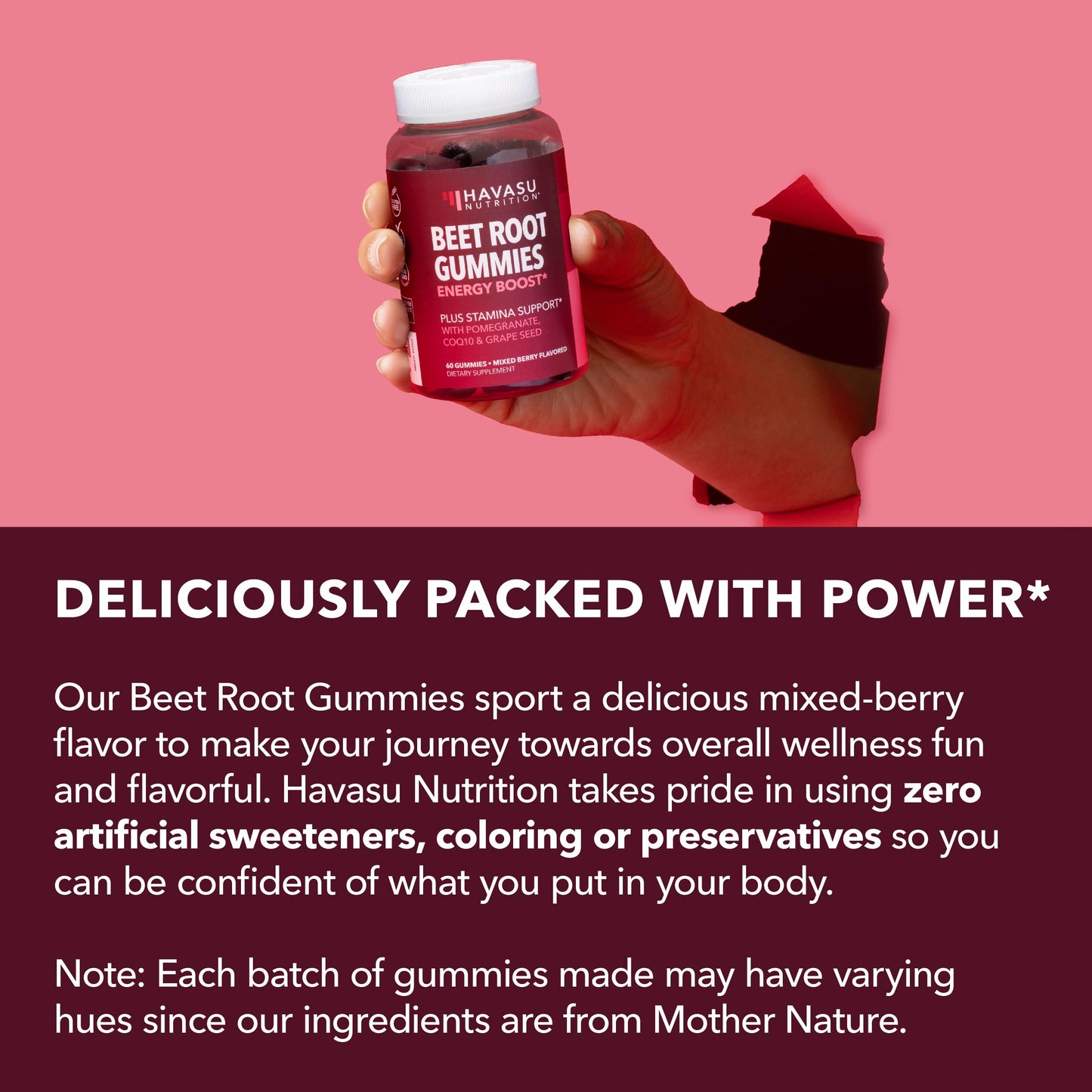 Beet Root Gummies with COQ10 and Grape Seed, Mixed Berry, 30 Servings | Nitric Oxide Supplement with Beetroot, Grape Seed Extract and COQ10 for Performance and Recovery, Vegan, Non-GMO, Gluten-Free