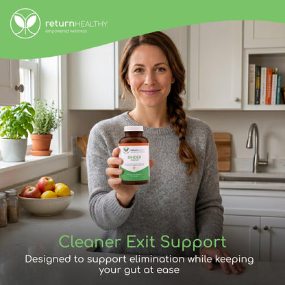 Binder Blend - Toxin Binder Supplement, Detox Capsules for a Healthy Gut - 180 Capsules - 90 Servings - 960mg Activated Charcoal & 480mg Organic Chlorella - Bloating Relief - Bentonite Clay