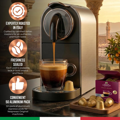 Gran Caffè Garibaldi Espresso Pods, Decaffeinato, 50Count