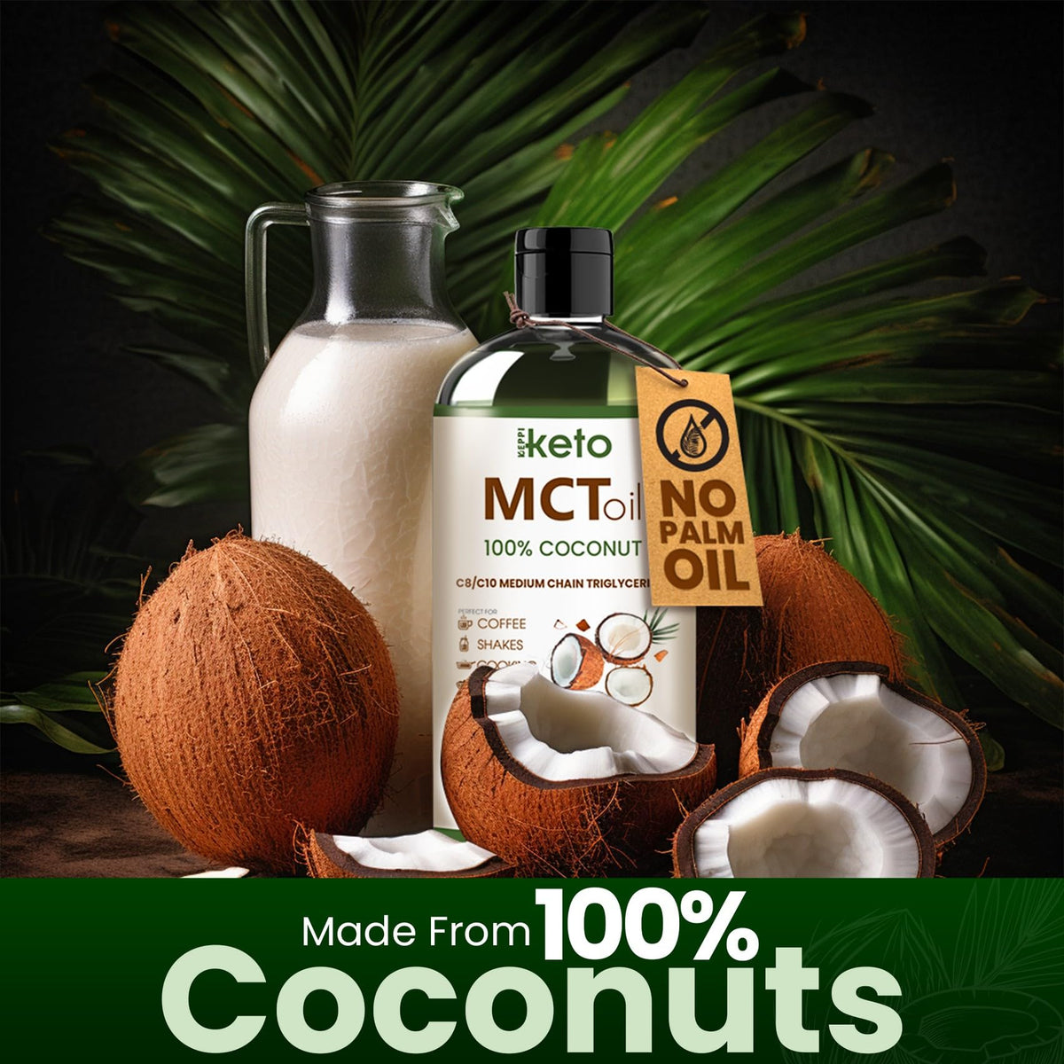 Keppi Flavorless MCT Oil - C8 and C10 for Keto Diet, Non-GMO, Certified Gluten-Free