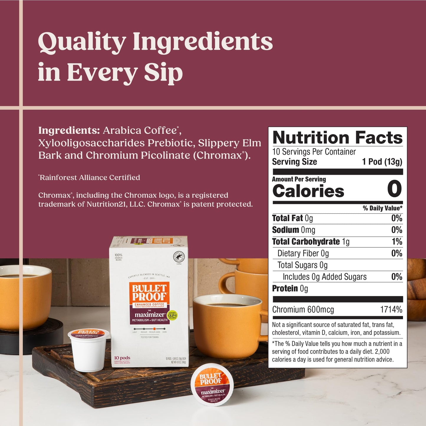 Bulletproof Coffee + Organic Grass-Fed Butter Single-Serve Pods, Keto Coffee, All-in-One Recipe with MCT Oil and Butter, 24 Count