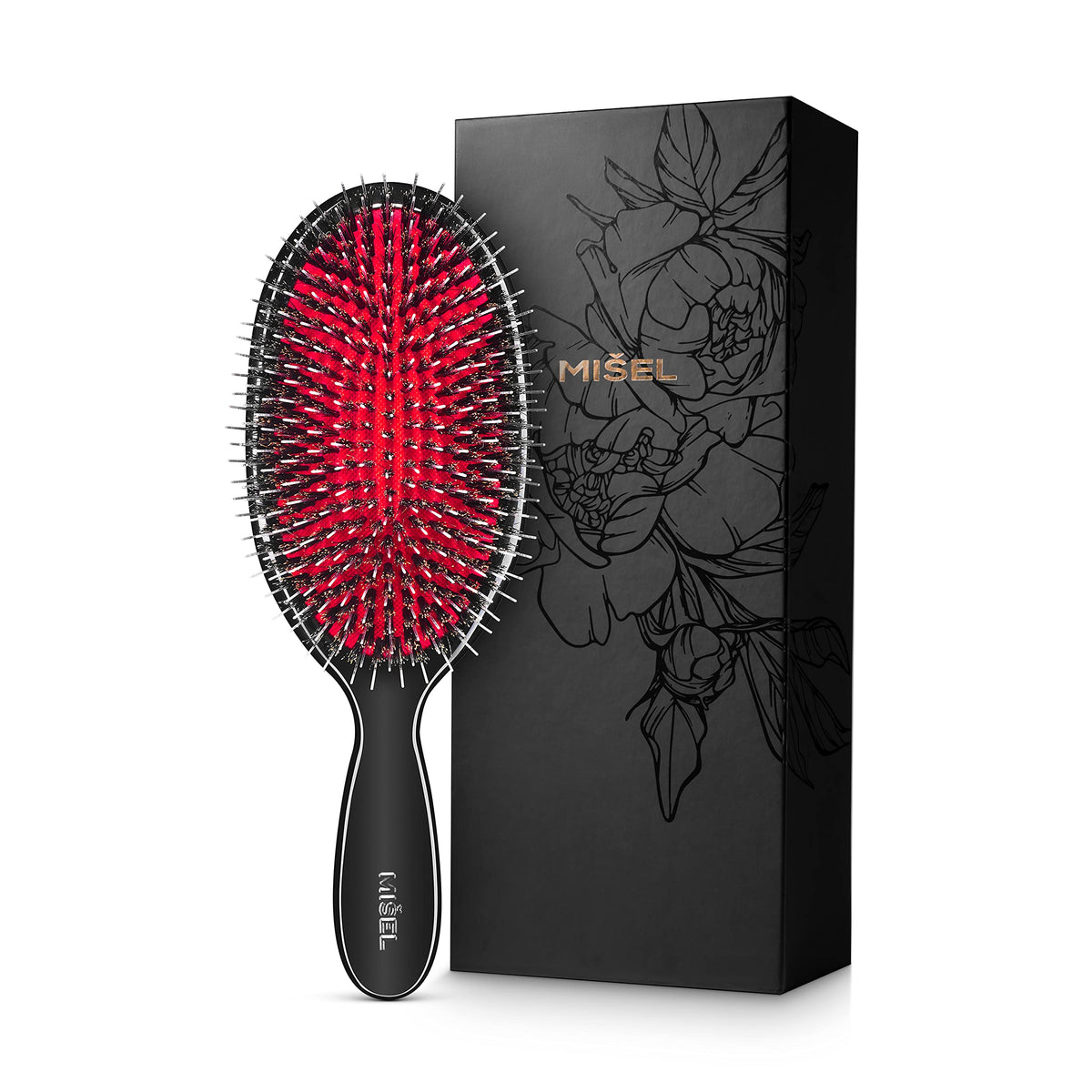 MISEL Professional Boar Bristle Hair Brush for Women and Men | Detangles All Natural 