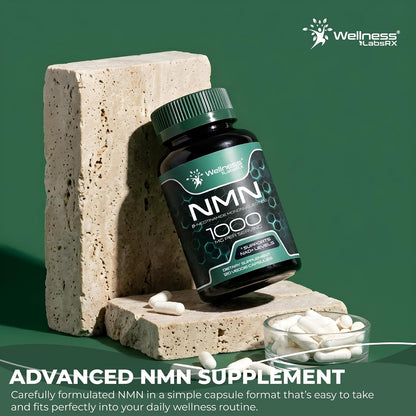 NMN Supplement 1000mg Pure Organic Nicotinamide Mononucleotide - NMN NAD Supplement for Anti-Aging, Longevity, Cellular, and Energy Supplements – Suitable for Women and Men Energy Support - 120 Count