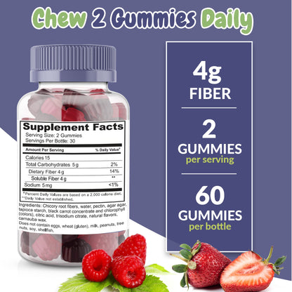Fiber Prebiotic Gummies Sugar Free, Keto Friendly | Gut Cleansing, Digestive Health