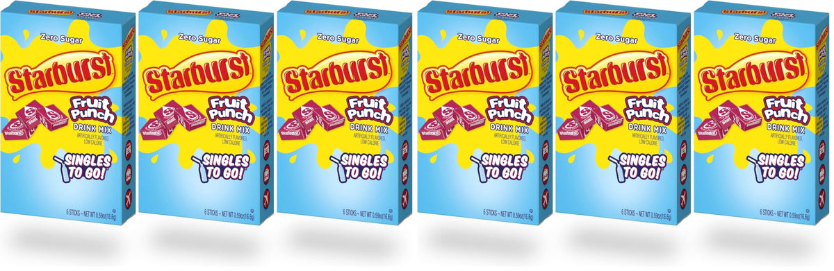 Starburst Singles To Go Powdered Drink Mix, All Pink Strawberry, 3 Boxes with 6 Packets Each - 18 Total Servings, Sugar-Free Drink Powder, Just Add Water, 6 count (Pack of 3)