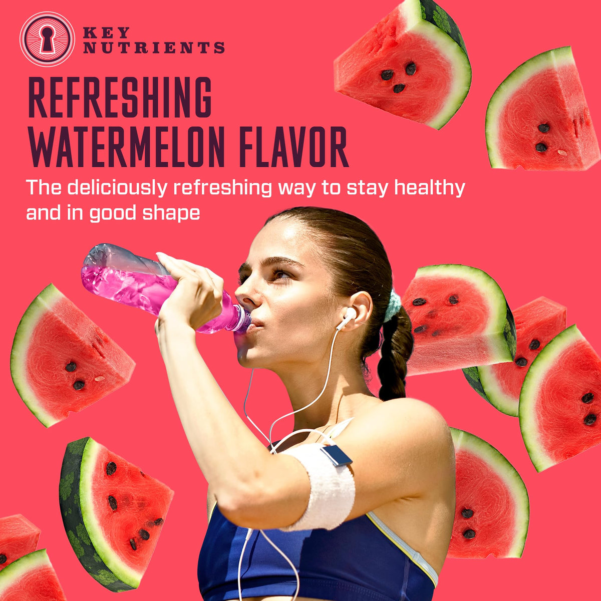 KEY NUTRIENTS Multivitamin Electrolytes Powder No Sugar - Refreshing Watermelon