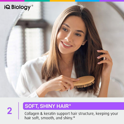 IQ BIOLOGY Organic Mullein + Liquid Hair, Skin & Nails Vitamins – 2-Pack Fast-Absorbing Drops | Respiratory Cleanse & Beauty Support | 2 fl oz Each