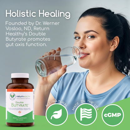 Double Butyrate Gut Health Supplement | Probiotic & Postbiotic Digestive Supplements for Gut Support | Enhances Immune, Brain, & Nervous System Function | Odor-Free Formula | 120 caps