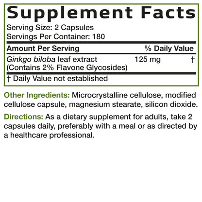 Bronson Ginkgo Biloba Extra Strength Brain & Memory Support 120 Capsules | Vegetarian, Non-GMO, Gluten Free, Soy Free, Memory, Cognitive & Brain Health Support
