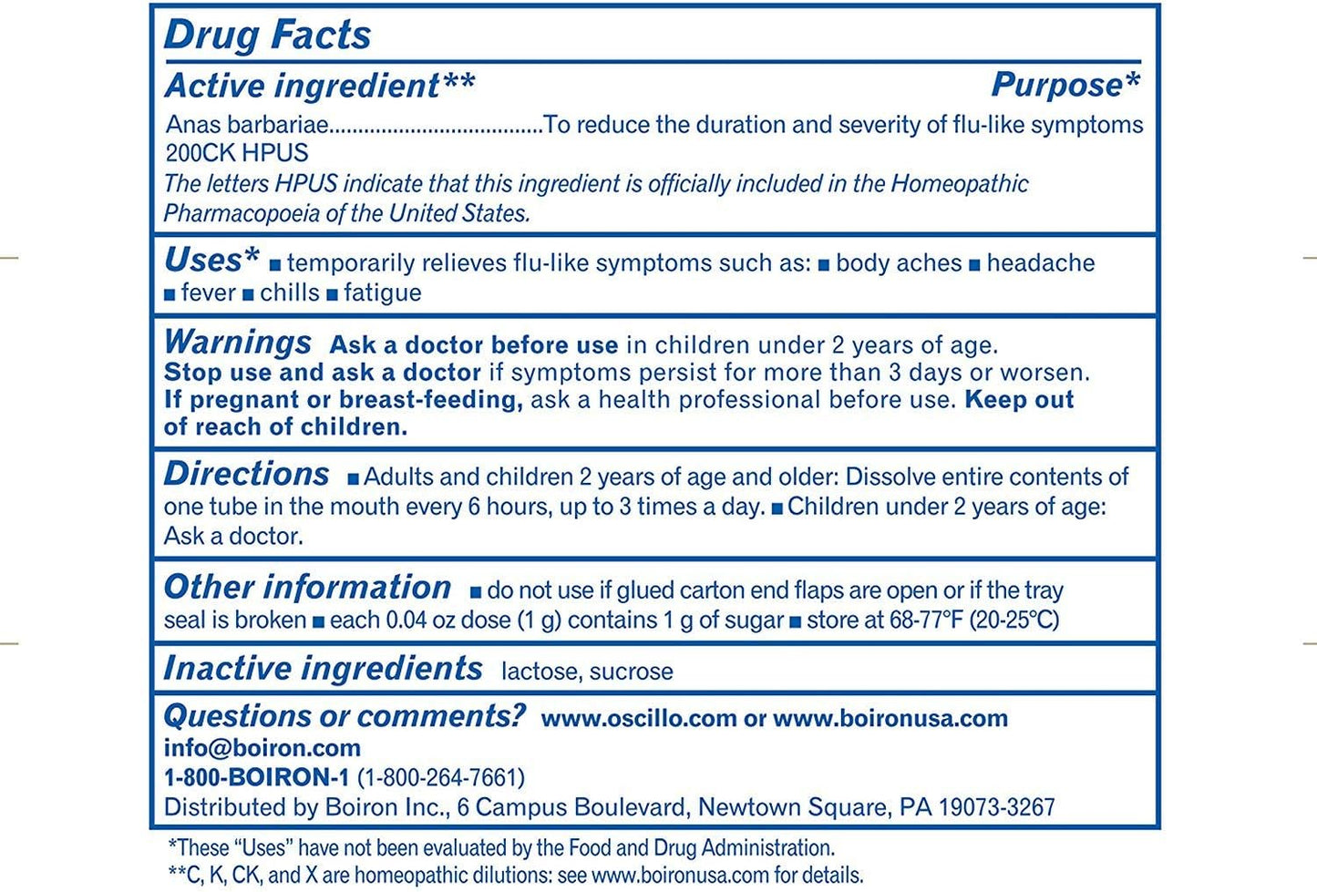 Boiron Oscillococcinum 36 Doses Homeopathic Medicine for Flu-Like Symptoms