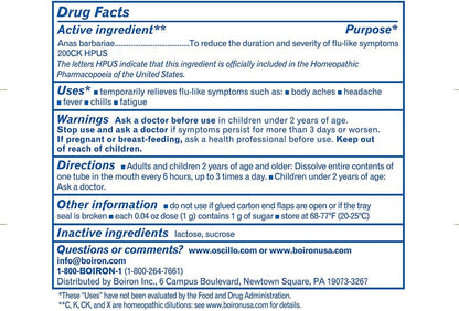 Boiron Oscillococcinum 36 Doses Homeopathic Medicine for Flu-Like Symptoms