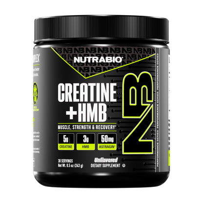 NutraBio Creatine + HMB- Creatine Monohydrate with HMB Powder for Muscle Growth, Increased Strength- 30 Servings (Unflavored)