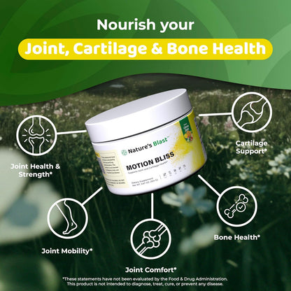 Motion Bliss | Joint Supplements for Men & Women with NEM | Joint Health Support, NEM, Calcium, Boswellia Serrata Extract, Collagen. 30 Days Supply. Citrus Zest Flavor