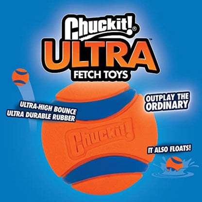 Chuckit! Ultra Ball Dog Toy - Medium Bouncy Fetch Balls For Dogs 20-60 lbs - Made from Durable Rubber - Floating Water Pet Toys - Size Medium - 2.5-inch Diameter - Pack of 2 | Bouncy durable rubber design for pups 20-60 lbs, high bounce action for active