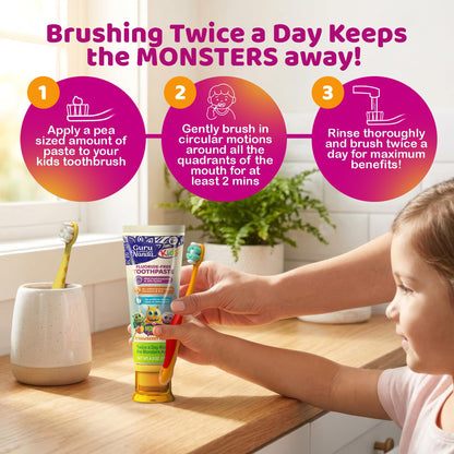 GuruNanda Kids Toothpaste, Strawberry Mango, SLS & Fluoride Free, 4.2 oz