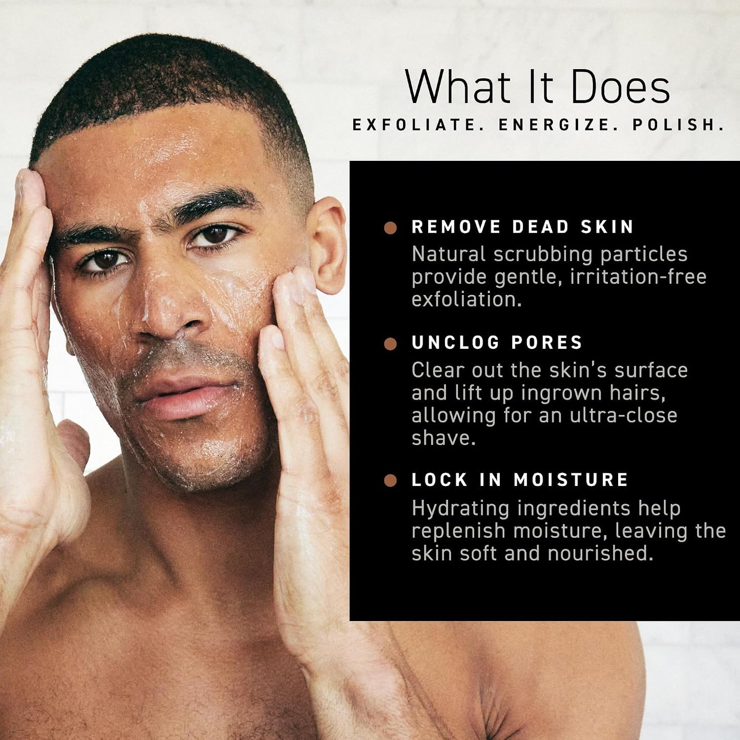 Brickell Men's Renewing Face Scrub for Men, Deep Exfoliating Facial Scrub Formulated with Pumice, Caffeine and Jojoba Beads, 4 Ounce, Scented