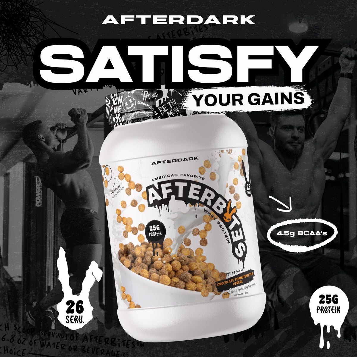 AFTERDARK AfterBites Whey Protein Powder, 25g Protein, 4.5g BCAA’s, Easy Dissolving