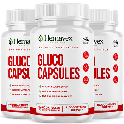 Hemavex Gluco Capsules, Hemavex Nutrition Gluco Capsules Pill (60 Capsules)