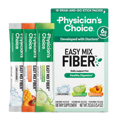 Physician's CHOICE Easy Mix Fiber for GLP-1 Support - No Grit & Sugar Free - Daily Prebiotic Soluble Fiber Powder Supplement - Digestive Health & Regularity - for Women and Men - Unflavored - 7.1oz