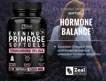 Evening Primrose Oil Capsules (150 Liquid Softgels | 1300mg) Premium Evening Primrose Oil – Natural