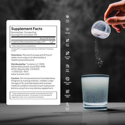 Pure Creapure® Creatine Monohydrate Powder, Unflavored, Micronized | Maximize Muscle Growth, Strength & Recovery, Raw Creatina Monohidratada Supplement. 90 Days Supply