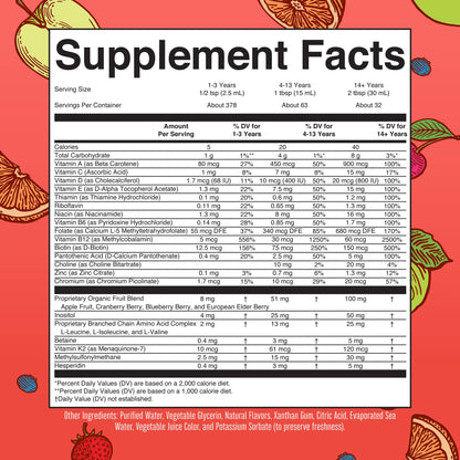 MaryRuth's Liquid Morning Multivitamin Essentials+ | Vitamin A C D E B6 B12 Biotin Zinc | Mens Womens Multivitamin | Immune Support | Beauty | Sugar Free | Vitamins for Ages 1+ | Vegan | 32 Fl Oz
