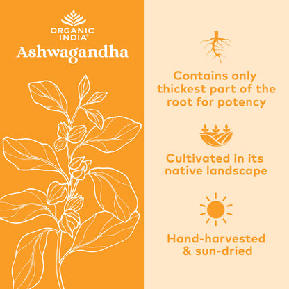 Organic India Ashwagandha Herbal Supplement - Stress Response Support, Vegan, Gluten