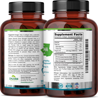 Zazzee Myo-Inositol Powder and Extra Strength Prenatal DHA