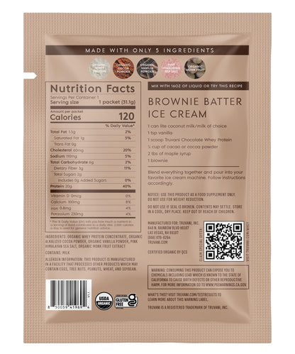 Truvani Organic Whey Protein Powder | Vanilla | 1 Serving | 20g Grass Fed Whey Protein | USDA Organic & Non-GMO | Gluten Free | No Gums, No Soy, No Stevia, No Added Sugars