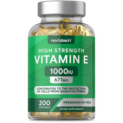Vitamin E Capsules 1000iu | 200 Count | High Strength Vitamin E as DL-Alpha Tocopheryl 