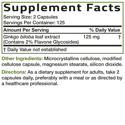 Bronson Ginkgo Biloba Extra Strength Brain & Memory Support 120 Capsules | Vegetarian, Non-GMO, Gluten Free, Soy Free, Memory, Cognitive & Brain Health Support