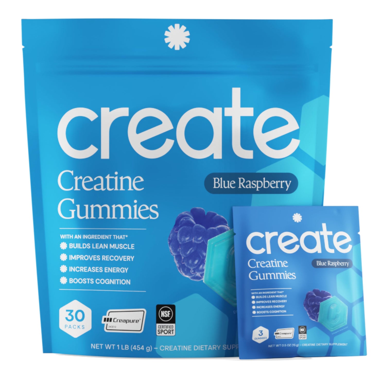 Create Creatine Gummies – Single-Serve Packs – 30ct – Variety Pack | NSF Certified for Sport – Made with Creatine Monohydrate, Vegan & Gluten-Free, Anti-Melting Formula, 3 Gummies per Pack