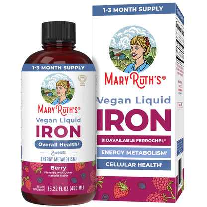 MaryRuth’s Liquid Iron | Iron Supplement for Women Men & Kids | Red Blood Cell Formation | Oxygen Support | Energy Metabolism | Ages 4 & Up | Sugar Free | Vegan | Non-GMO | Gluten Free | 15.22 Fl Oz