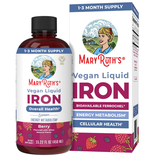 MaryRuth’s Liquid Iron | Iron Supplement for Women Men & Kids | Red Blood Cell Formation | Oxygen Support | Energy Metabolism | Ages 4 & Up | Sugar Free | Vegan | Non-GMO | Gluten Free | 15.22 Fl Oz