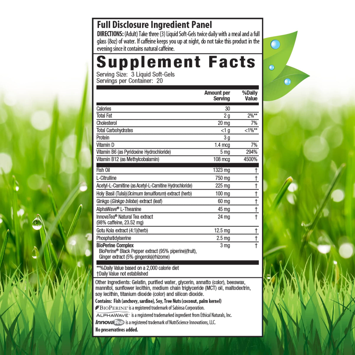 Irwin Naturals Brain Awake Max3 + Nitric Oxide Booster 60 Count