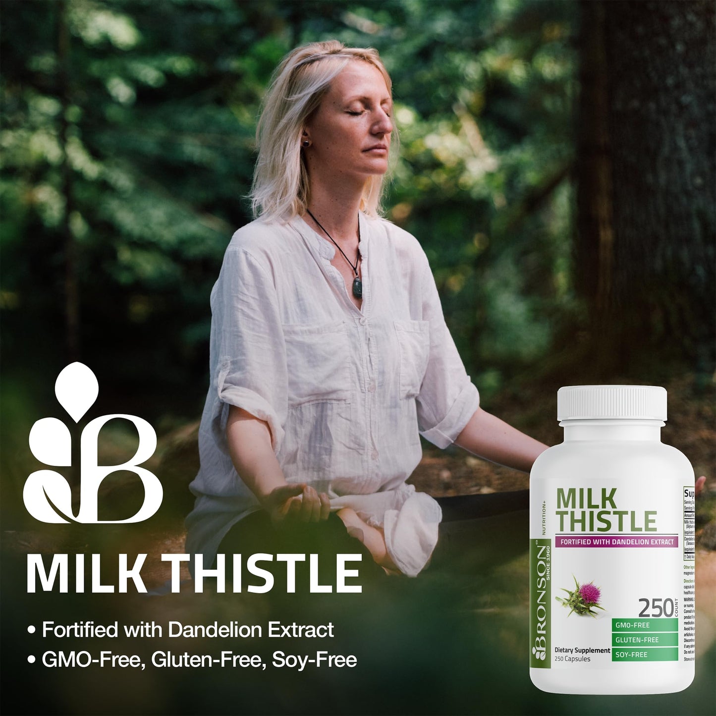 Bronson Milk Thistle Silymarin Marianum & Dandelion Extract, 120 Capsules | 2-in-1 Liver Cleanse, Health, Detox & Antioxidant Support, Non-GMO, Gluten-Free, Soy-Free