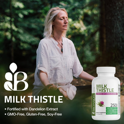 Bronson Milk Thistle Silymarin Marianum & Dandelion Extract, 120 Capsules | 2-in-1 Liver Cleanse, Health, Detox & Antioxidant Support, Non-GMO, Gluten-Free, Soy-Free
