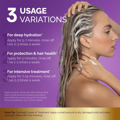 Hydrating Hair Mask - Deep Conditioning Treatment for Dry, Frizzy & Damaged Hair - Keratin Mask with Coconut & Argan Oils, Collagen & Wheat Protein - Smooths, Softens & Controls Frizz, Curl-Safe, 10oz